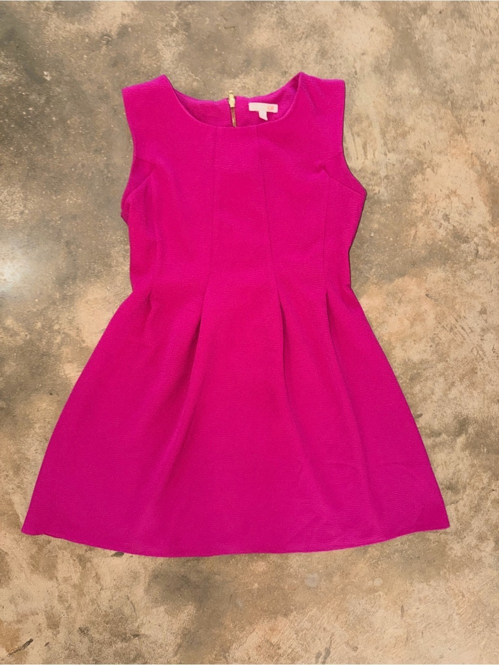 Gianni Bini Fuchsia Textured Fit & Flare Dress Sleeveless Zip Back Size Large